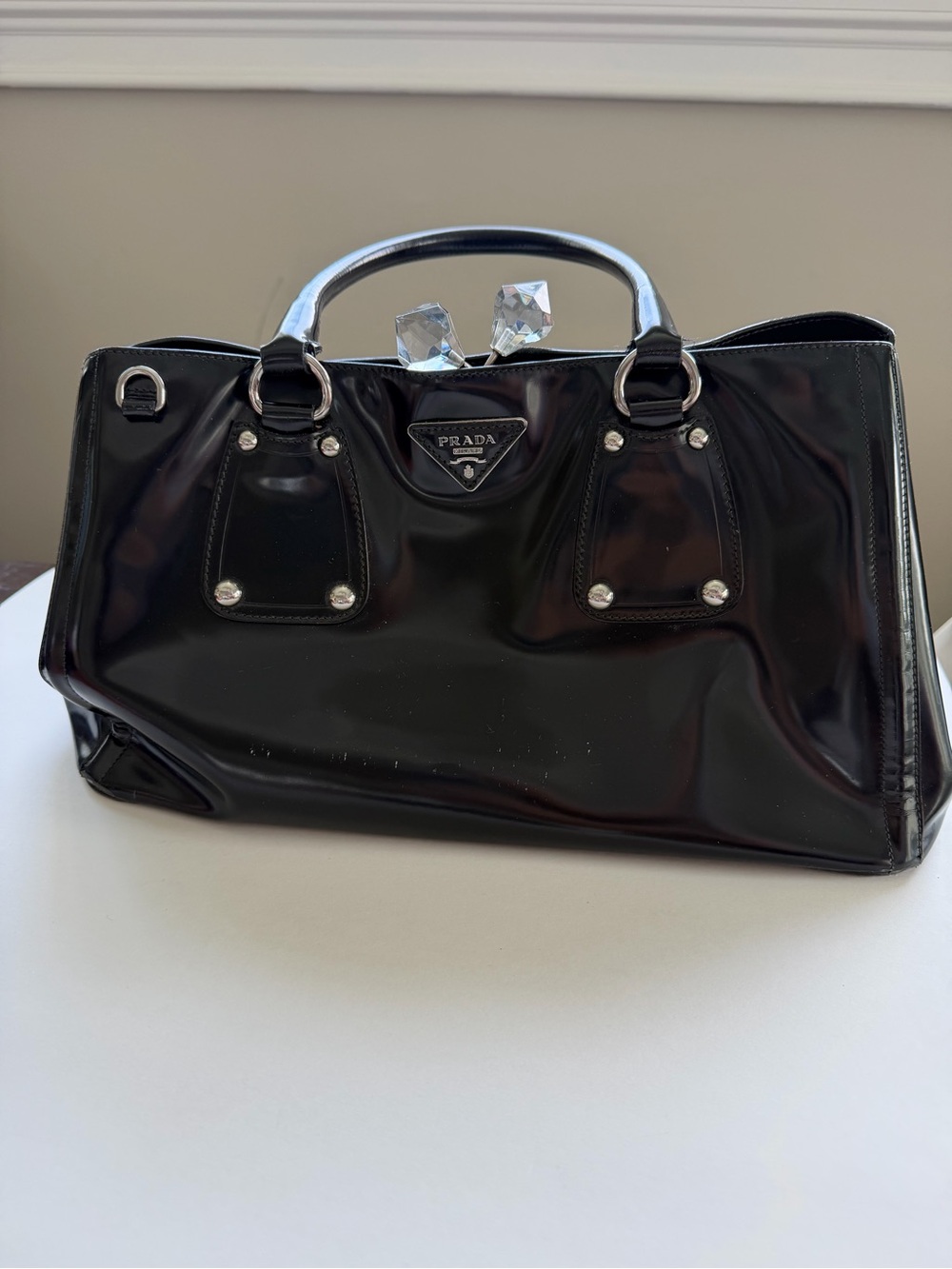 Authentic Prada Black Patent Leather Bag